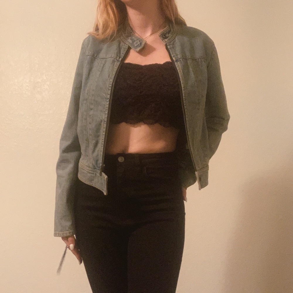 🌲Vintage Denim Biker Jacket🌲